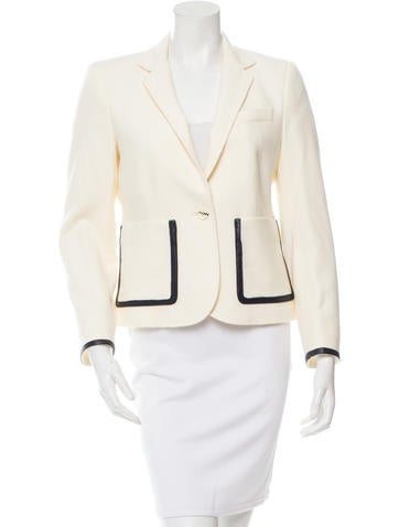 Band of Outsiders Wool Leather-Trimmed Blazer