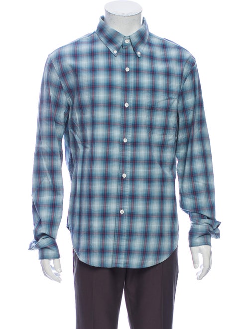 Band of Outsiders Plaid Print Long Sleeve Shirt Bl