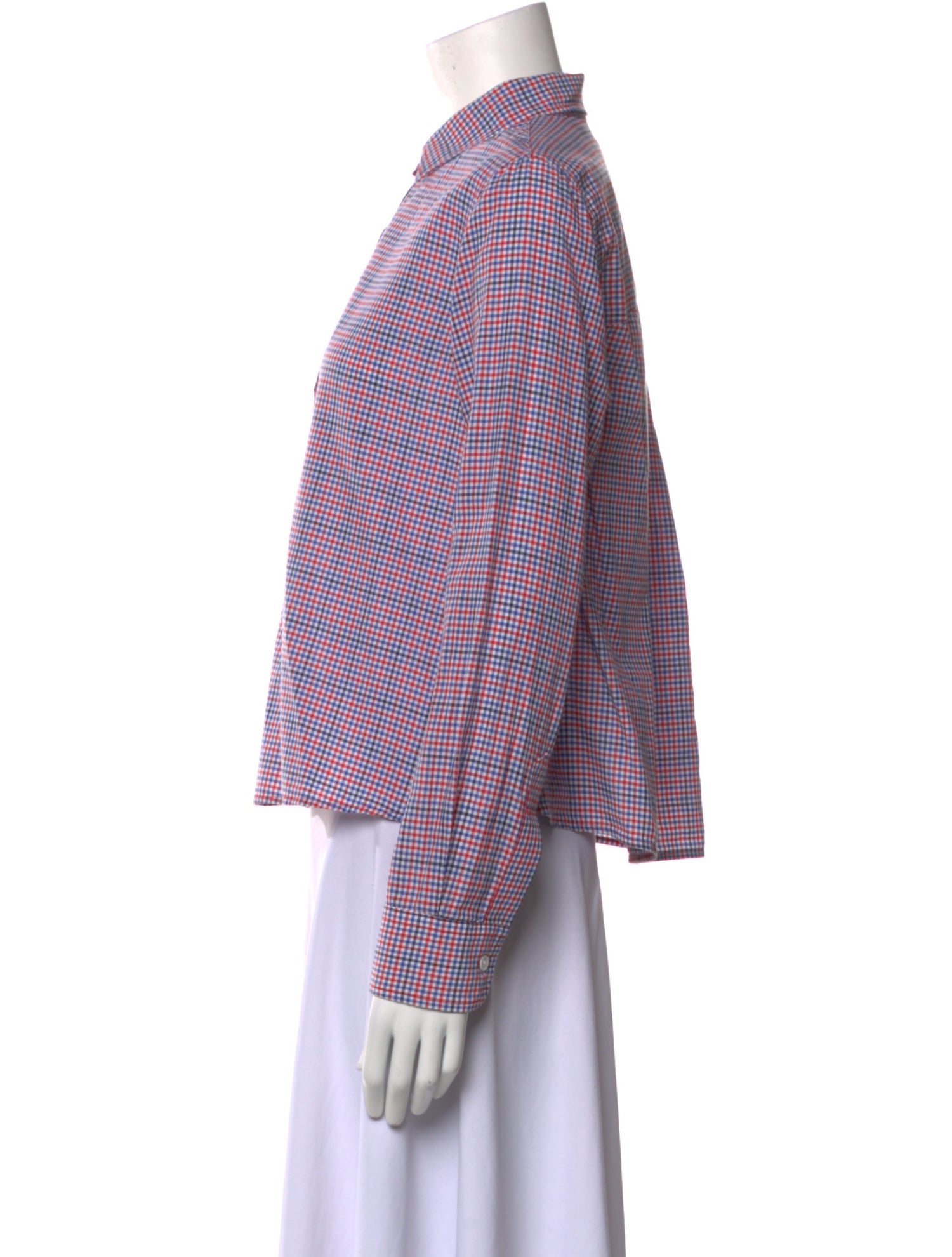 Band of Outsiders Plaid Print Long Sleeve Button-Up Top