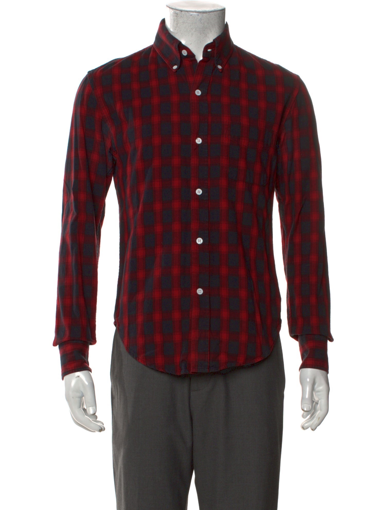 Band of Outsiders Plaid Print Long Sleeve Shirt