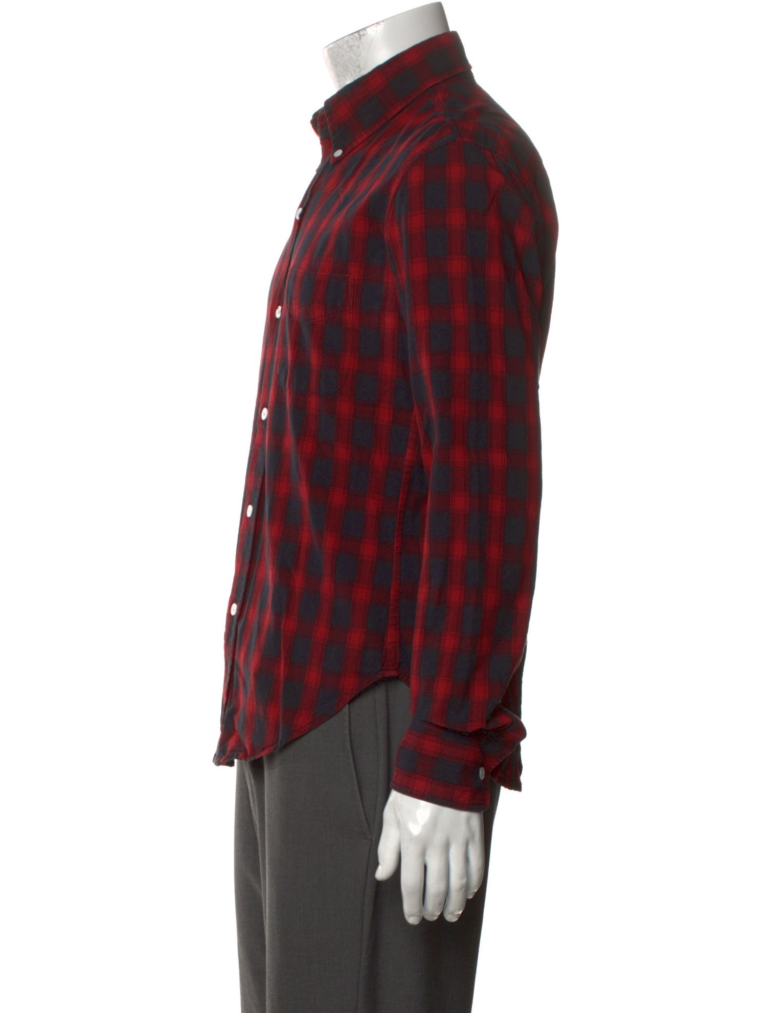 Band of Outsiders Plaid Print Long Sleeve Shirt