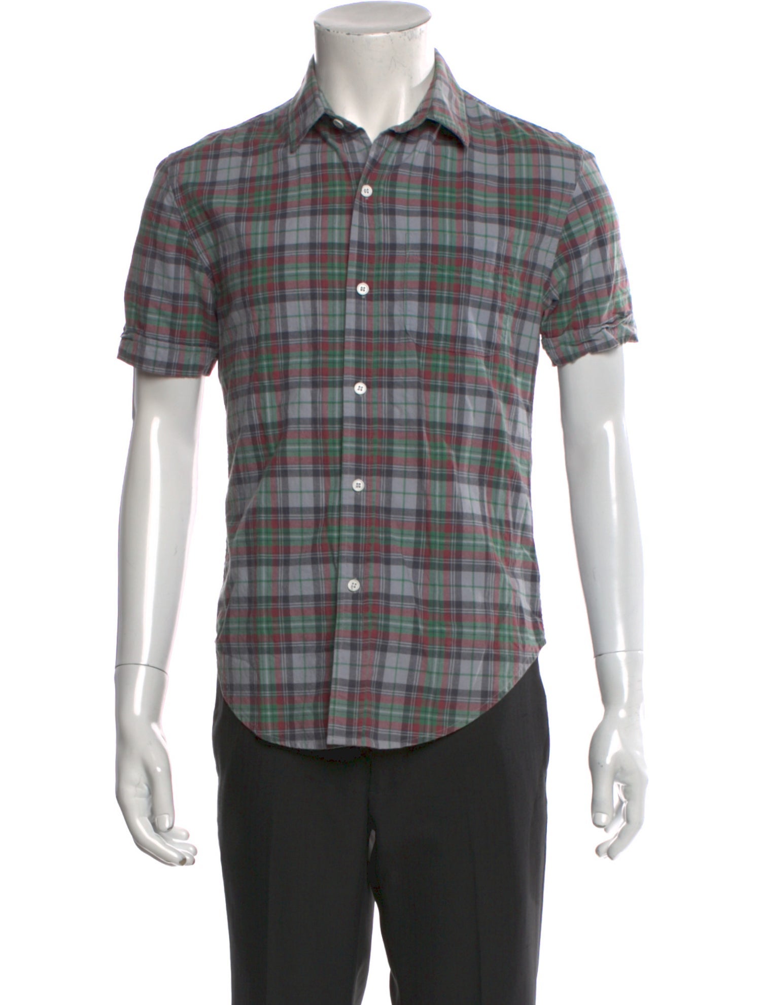 Band of Outsiders Plaid Print Short Sleeve Shirt