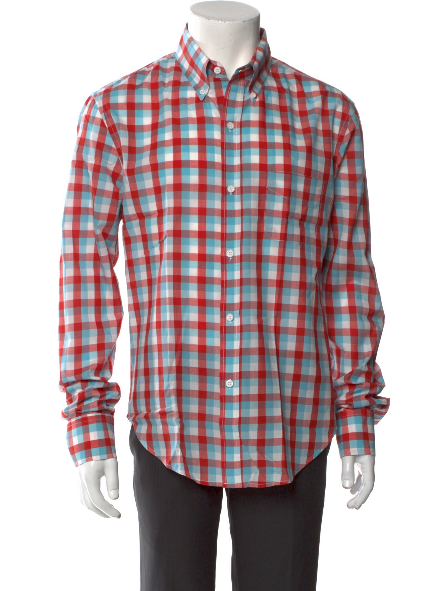 Band of Outsiders Plaid Print Long Sleeve Shirt