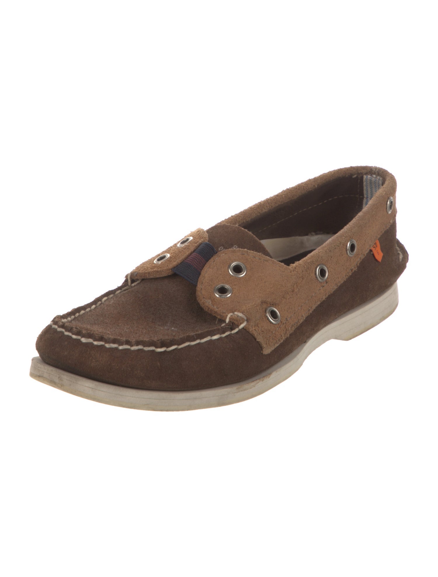 Band of Outsiders Suede Colorblock Pattern Boat Shoes