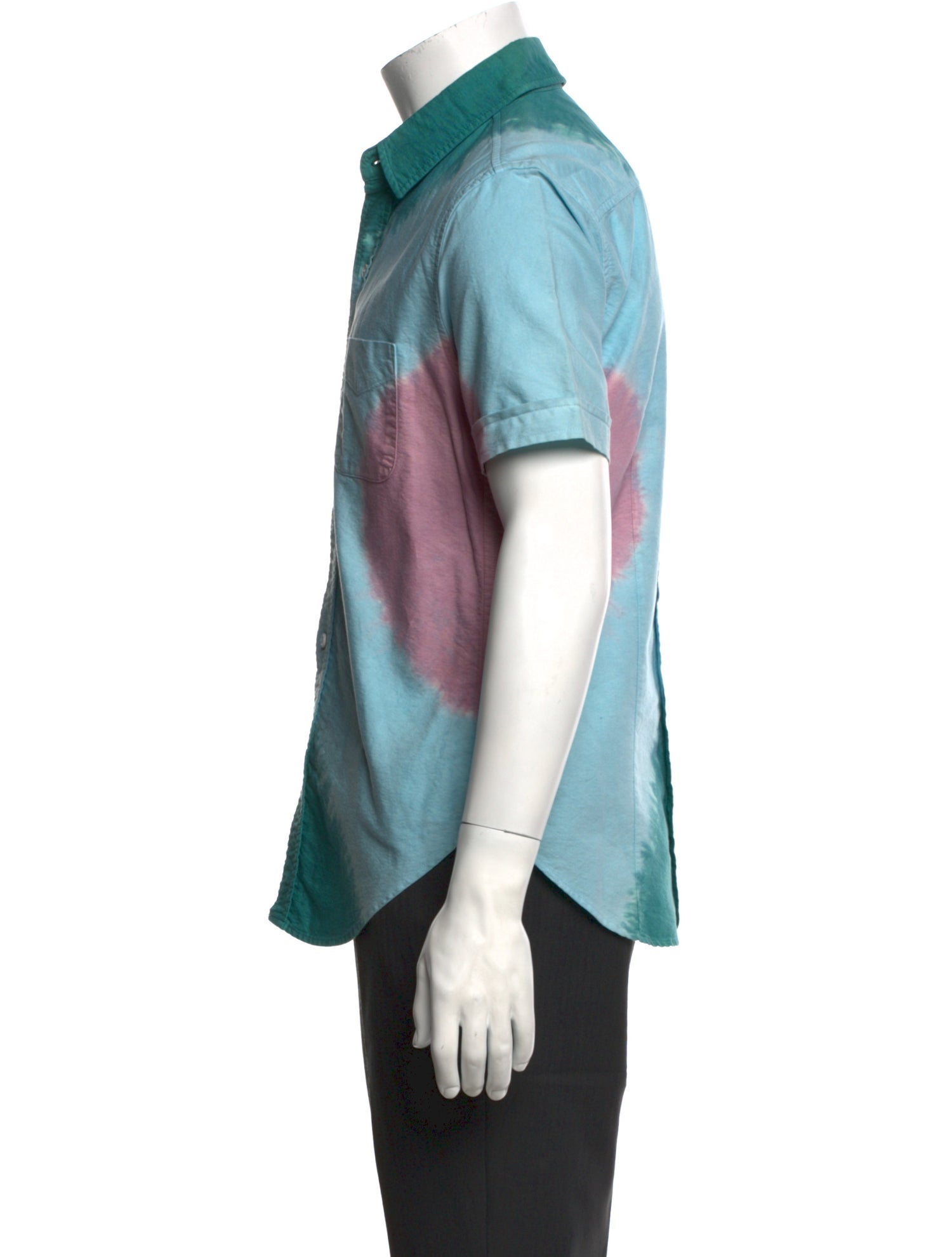 Band of Outsiders Tie-Dye Print Short Sleeve Denim Shirt