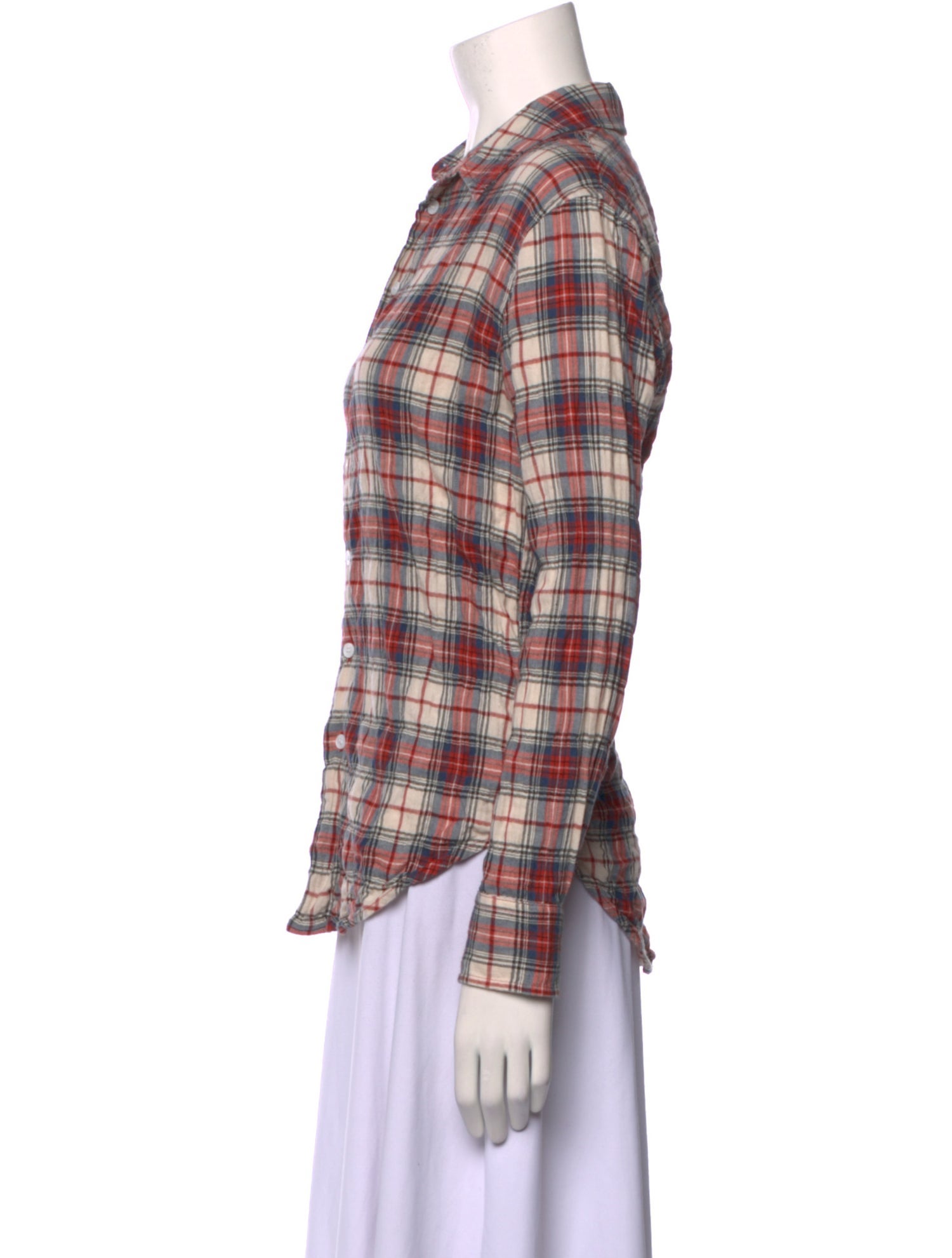 Band of Outsiders Plaid Print Long Sleeve Button-Up Top