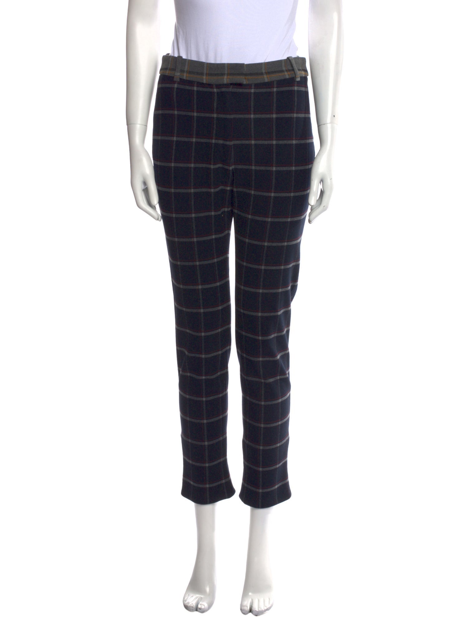 Band of Outsiders Plaid Print Straight Leg Pants