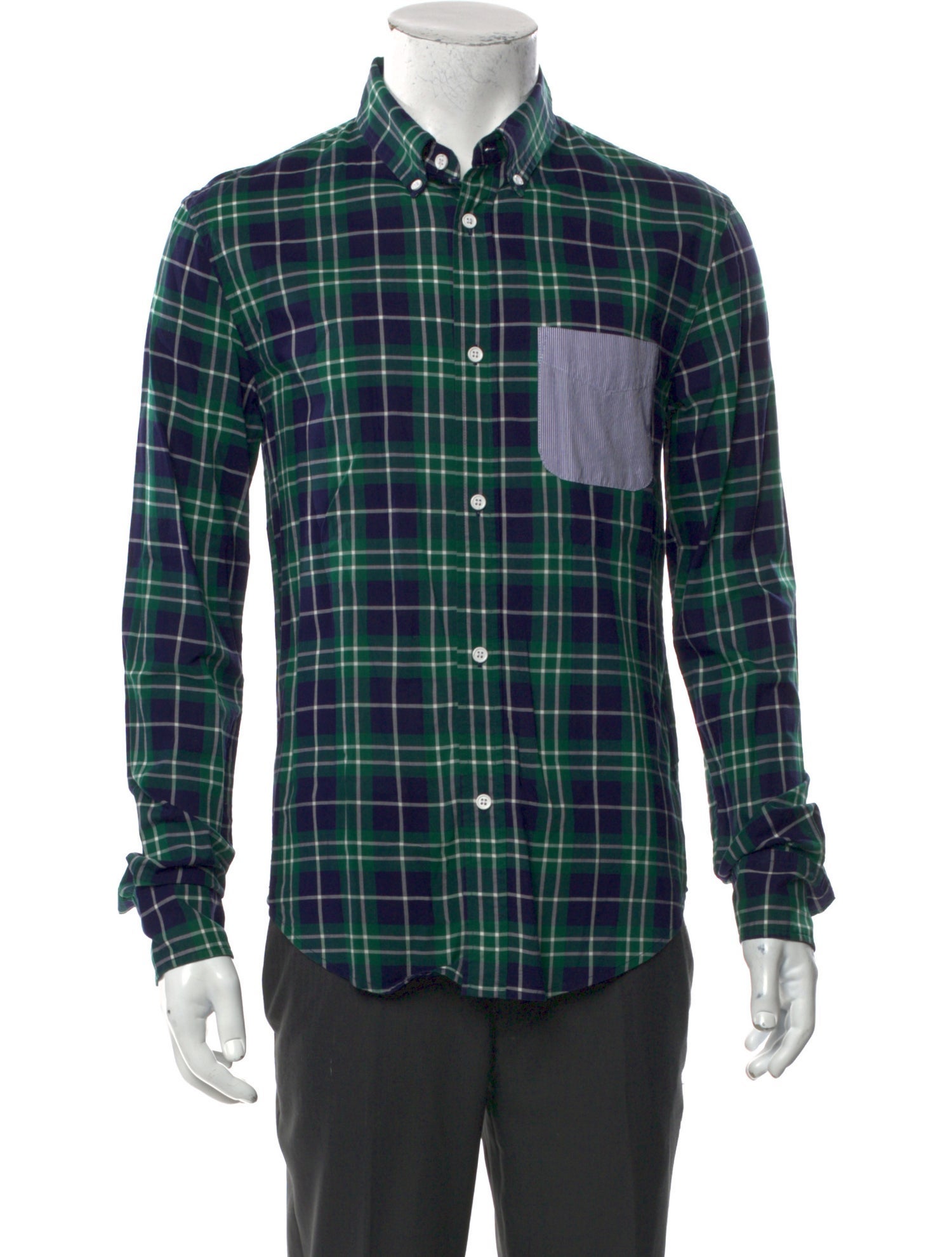 Band of Outsiders Plaid Print Long Sleeve Shirt