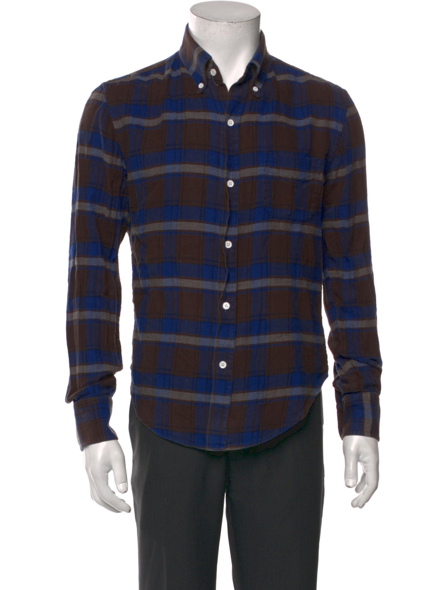 Band of Outsiders Plaid Print Long Sleeve Shirt
