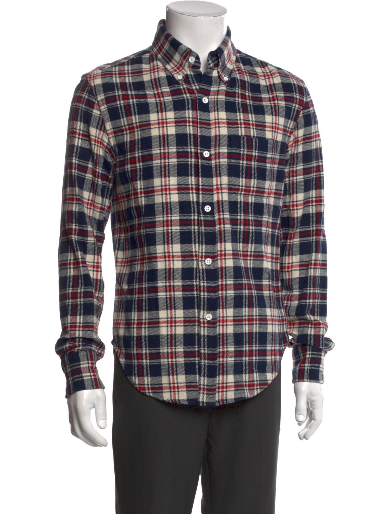 Band of Outsiders Plaid Print Long Sleeve Shirt