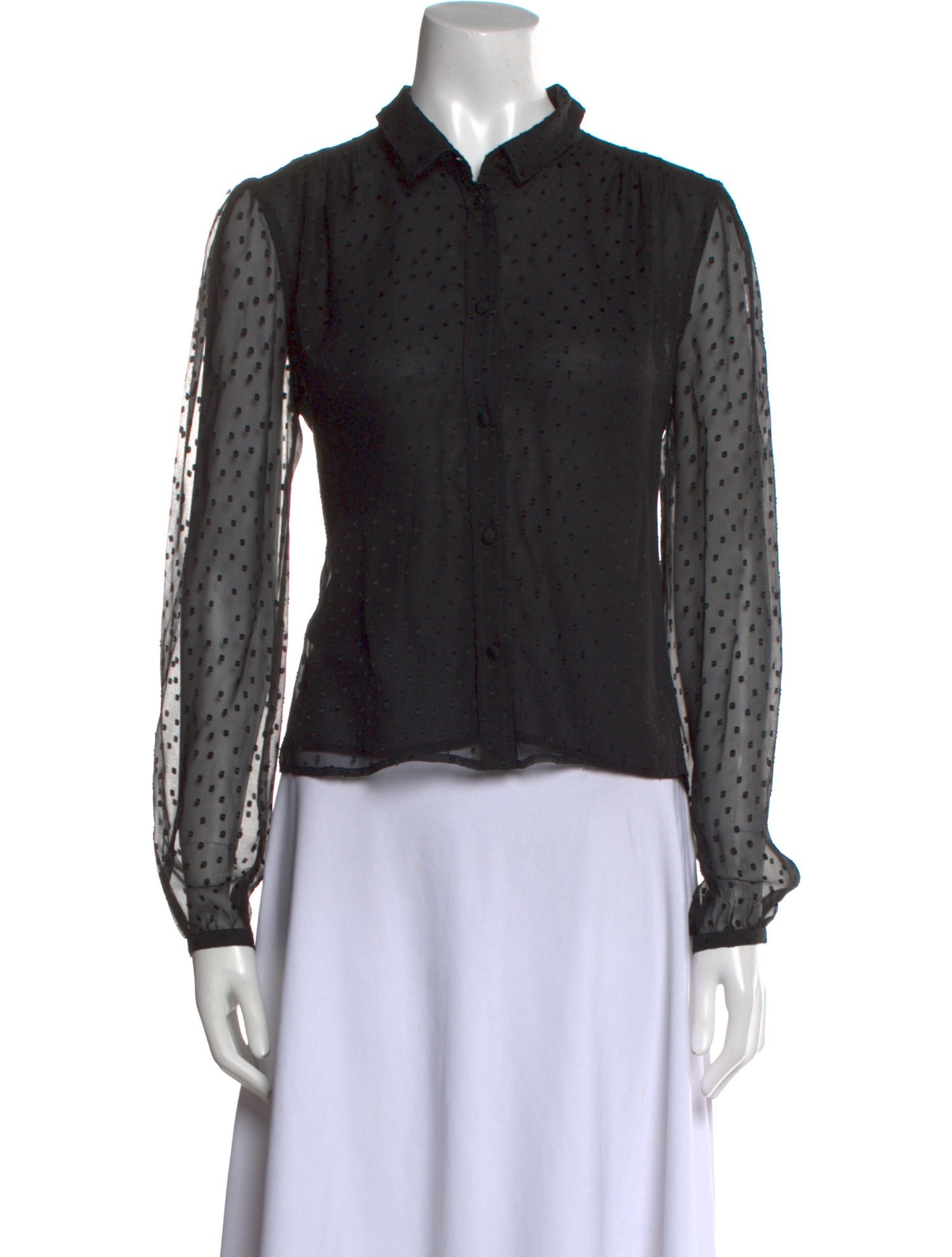 Band of Outsiders Silk Long Sleeve Button-Up Top