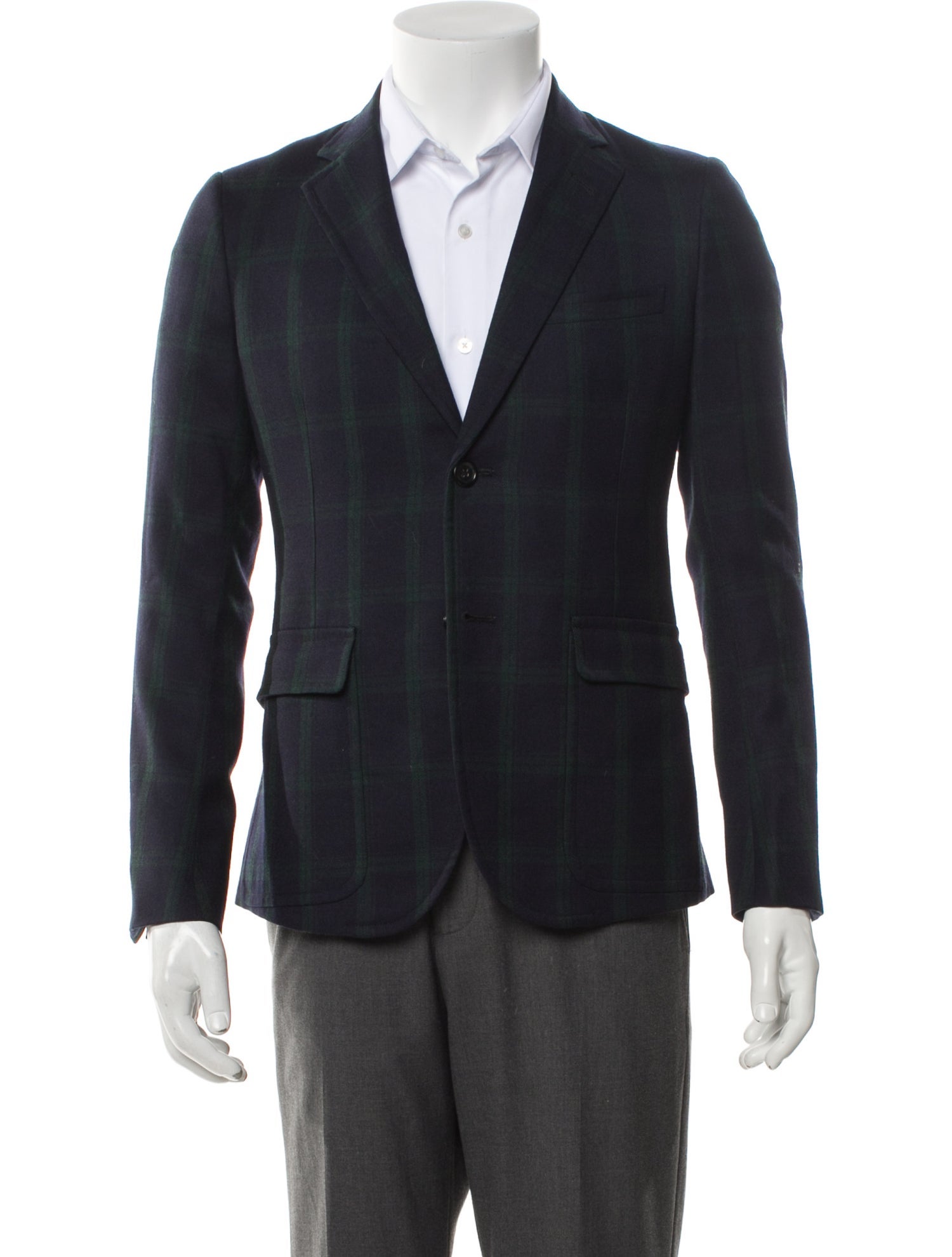 Band of Outsiders Wool Plaid Print Blazer