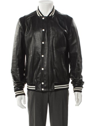 Band of Outsiders Leather Striped Bomber Jacket