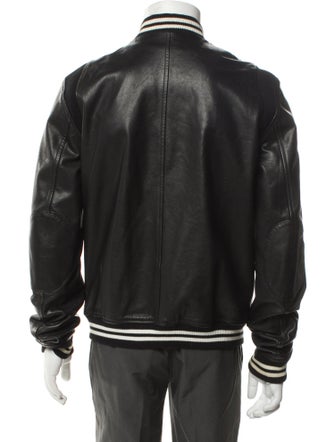 Band of Outsiders Leather Striped Bomber Jacket