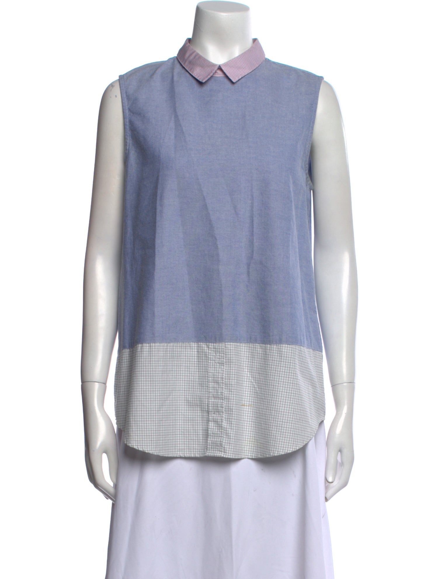Band of Outsiders Colorblock Pattern Sleeveless Button-Up Top