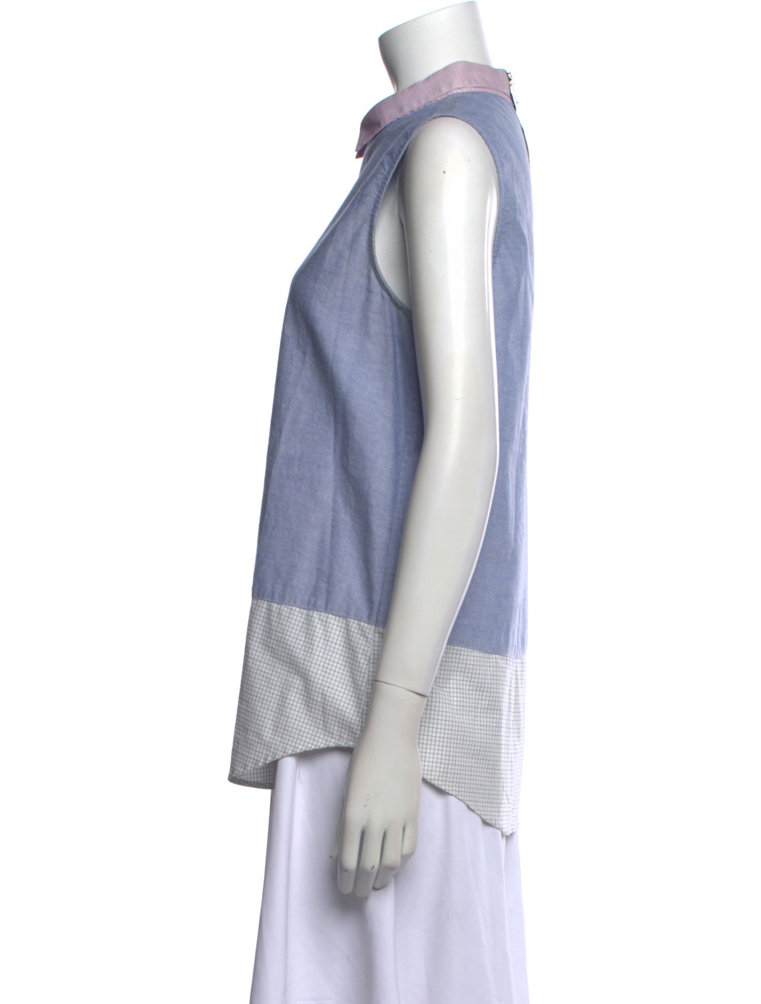 Band of Outsiders Colorblock Pattern Sleeveless Button-Up Top