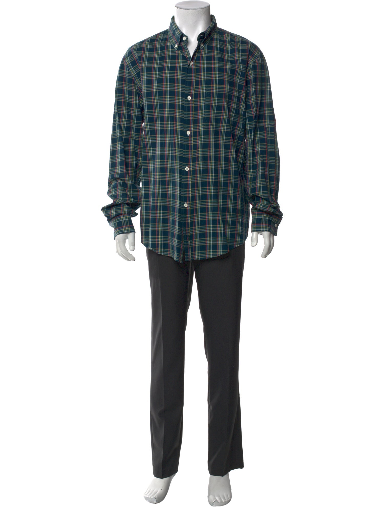 Band of Outsiders Plaid Print Long Sleeve Dress Shirt