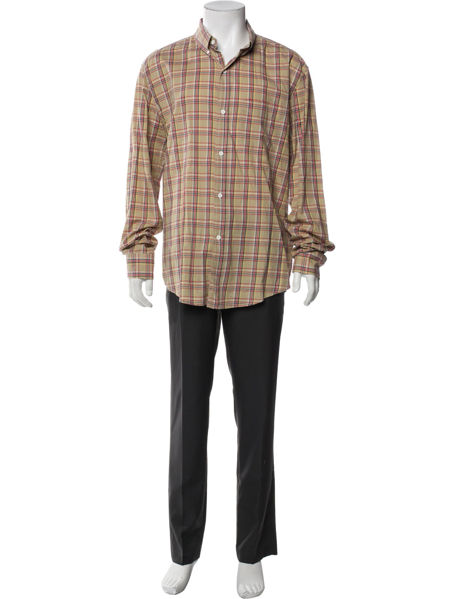 Band of Outsiders Plaid Print Long Sleeve Dress Shirt