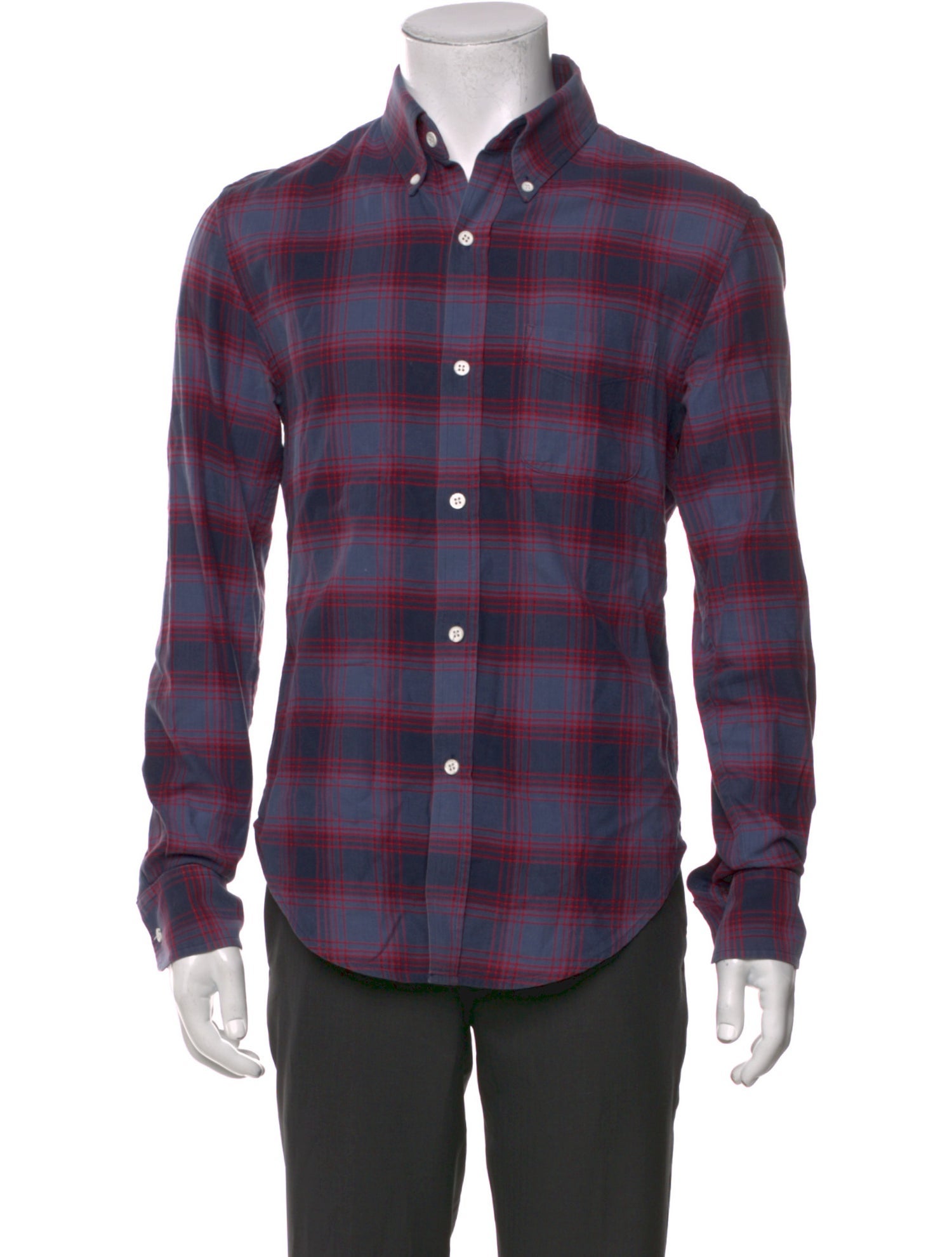 Band of Outsiders Plaid Print Long Sleeve Shirt