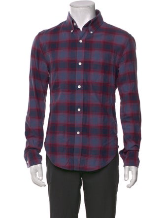 Band of Outsiders Plaid Print Long Sleeve Shirt