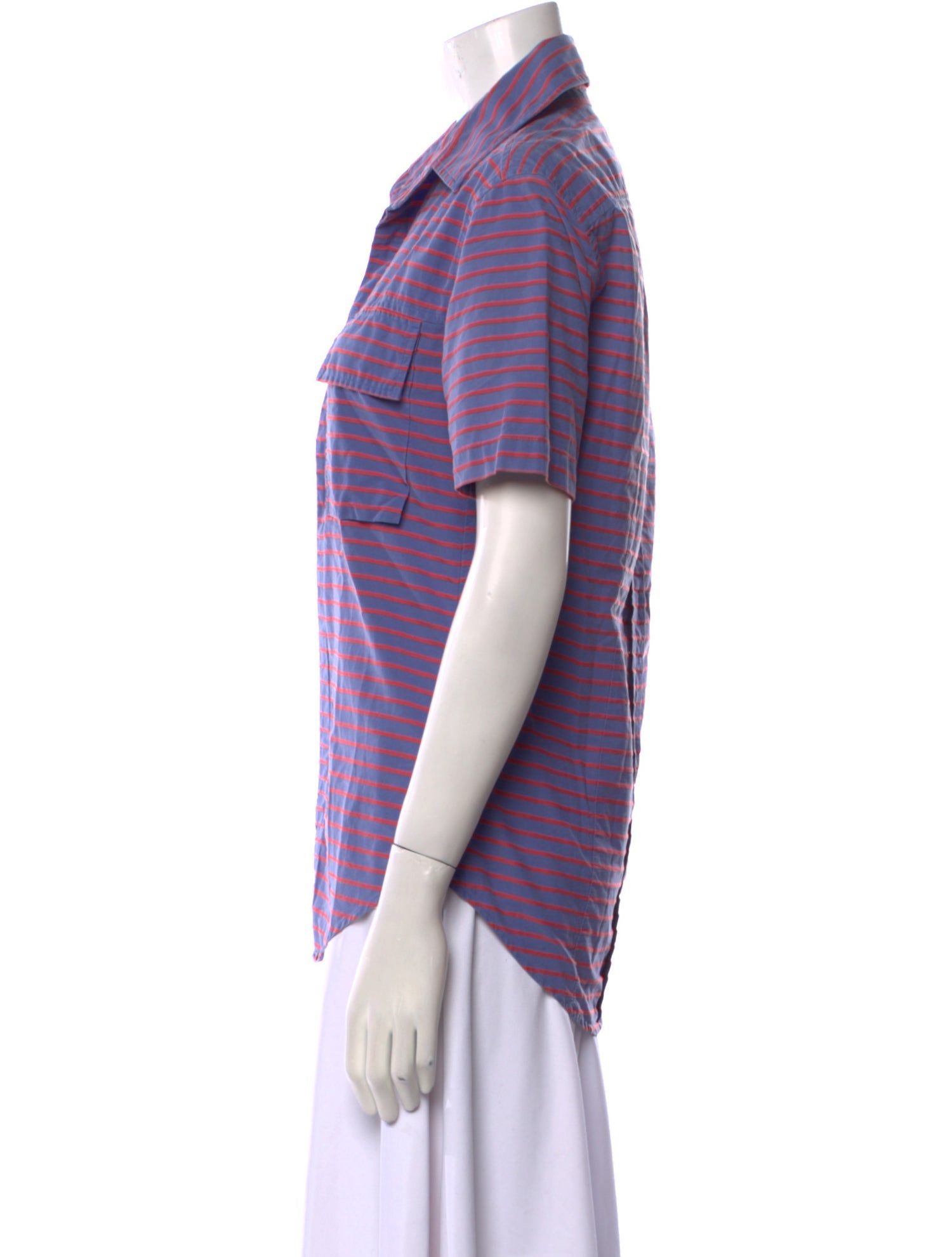 Band of Outsiders Plaid Print Short Sleeve Button-Up Top