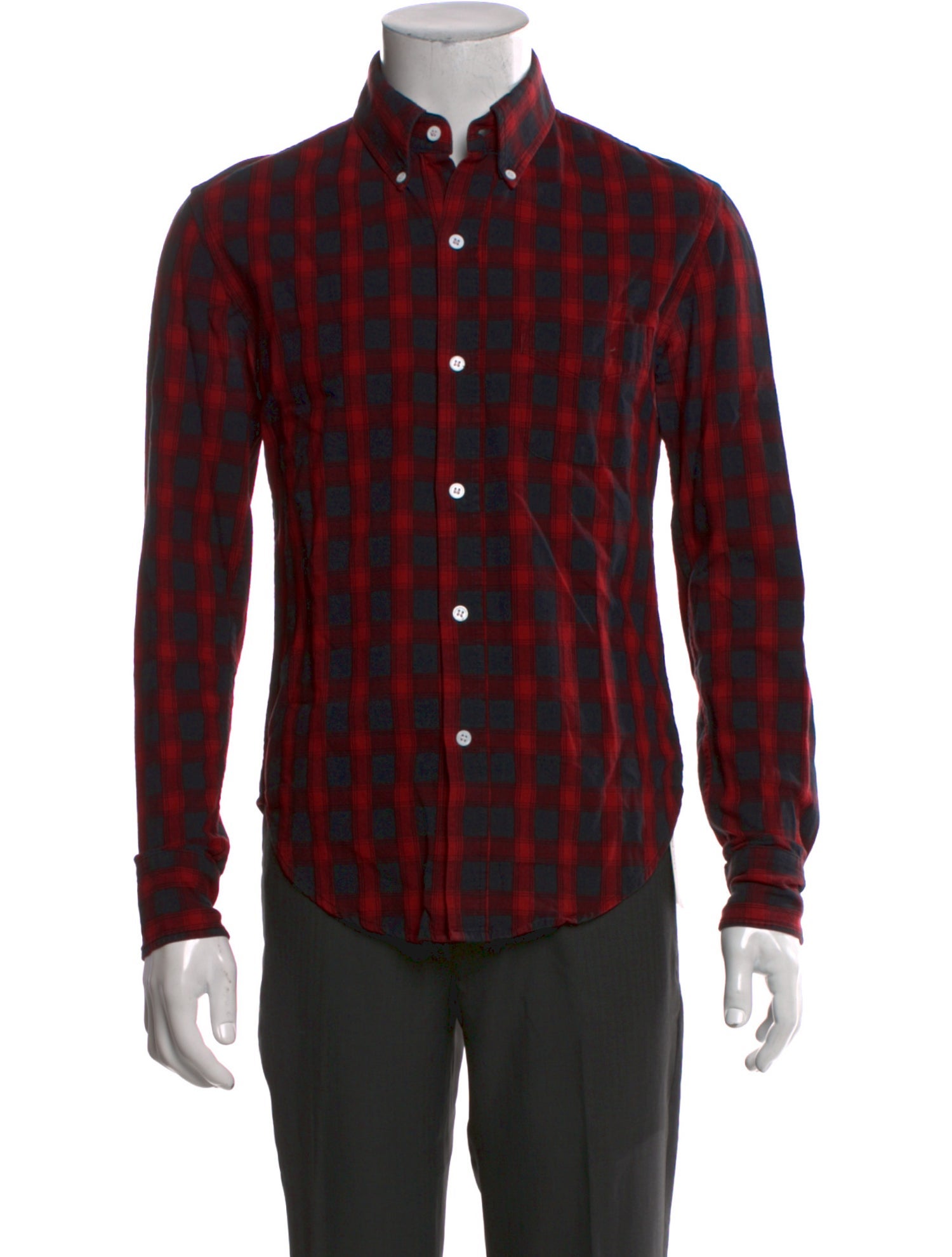 Band of Outsiders Plaid Print Long Sleeve Shirt
