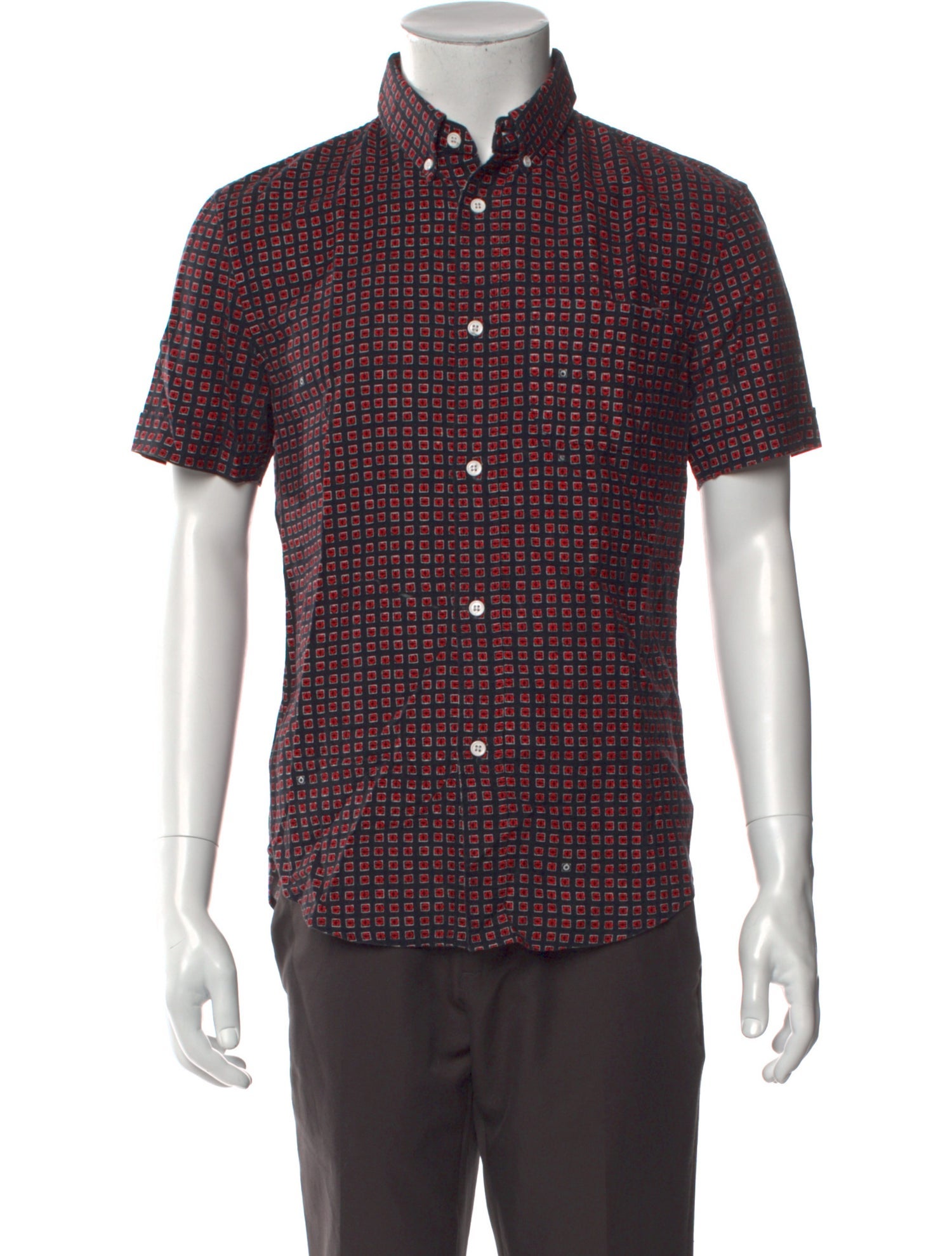 Band of Outsiders Plaid Print Short Sleeve Shirt