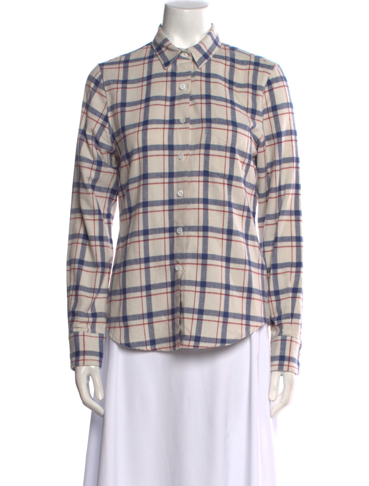 Band of Outsiders Plaid Print Long Sleeve Button-Up Top