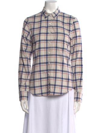 Band of Outsiders Plaid Print Long Sleeve Button-Up Top