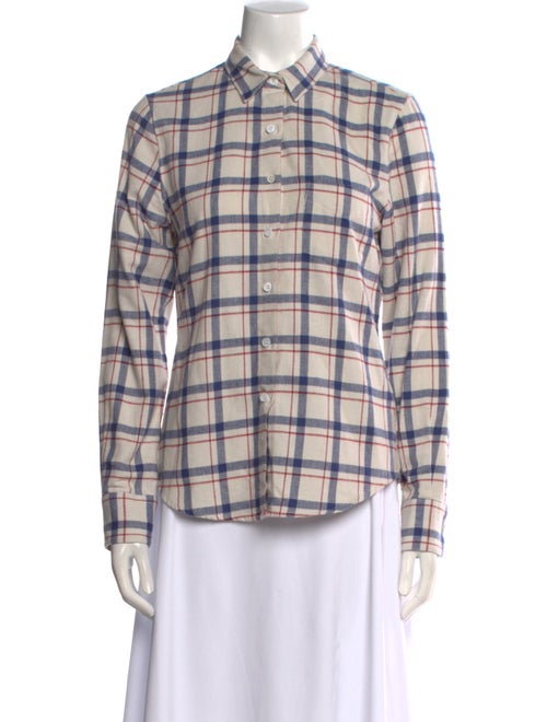 Band of Outsiders Plaid Print Long Sleeve Button-Up Top