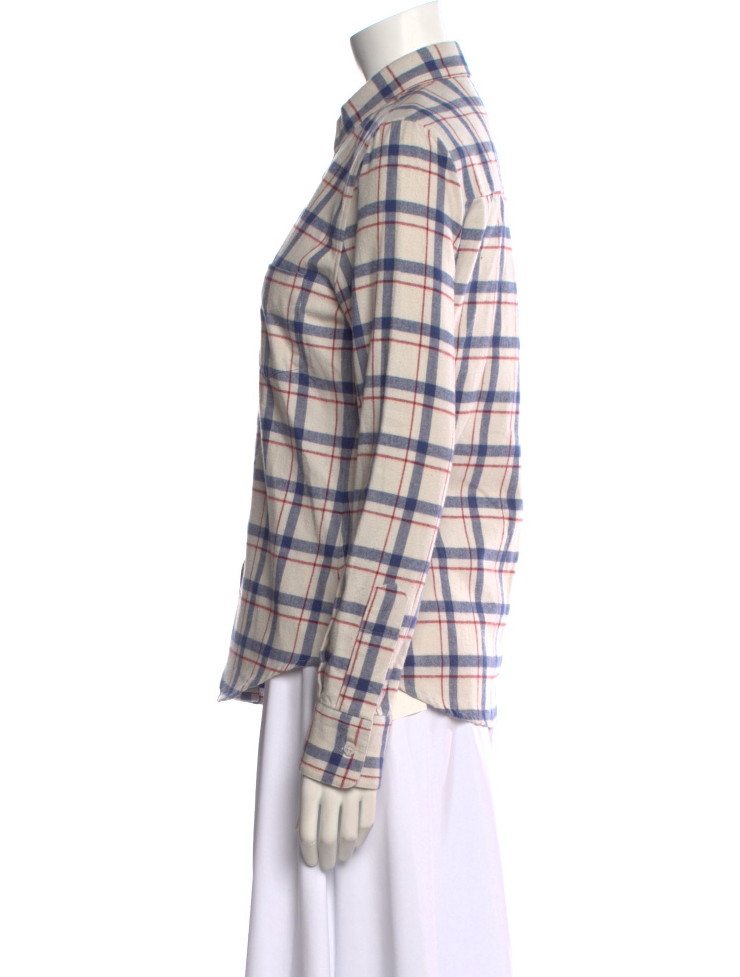 Band of Outsiders Plaid Print Long Sleeve Button-Up Top