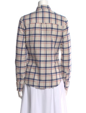 Band of Outsiders Plaid Print Long Sleeve Button-Up Top