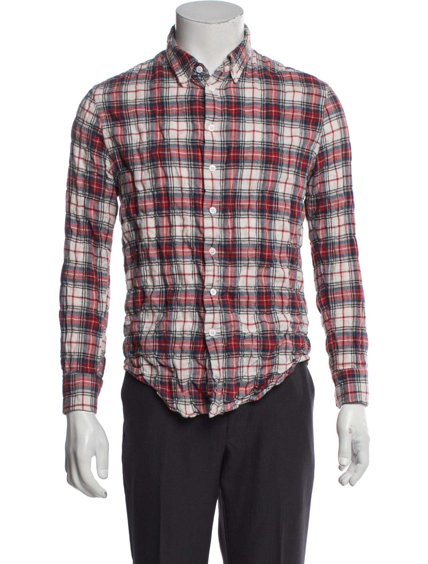 Band of Outsiders Plaid Print Long Sleeve Shirt