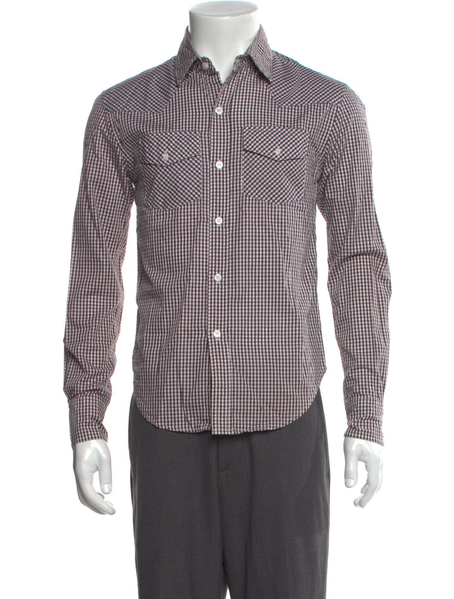 Band of Outsiders Plaid Print Long Sleeve Western Shirt