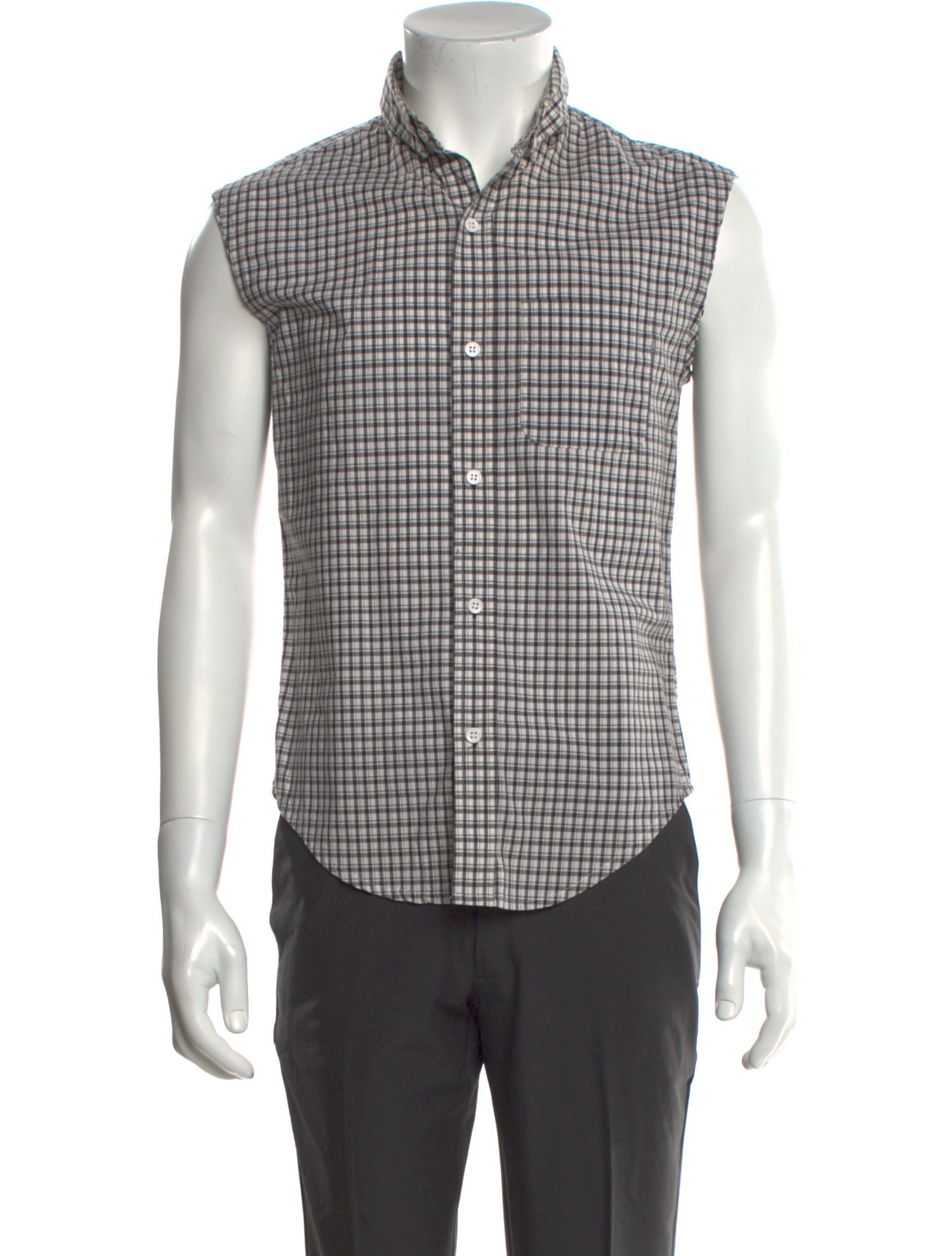 Band of Outsiders Plaid Print Sleeveless Shirt