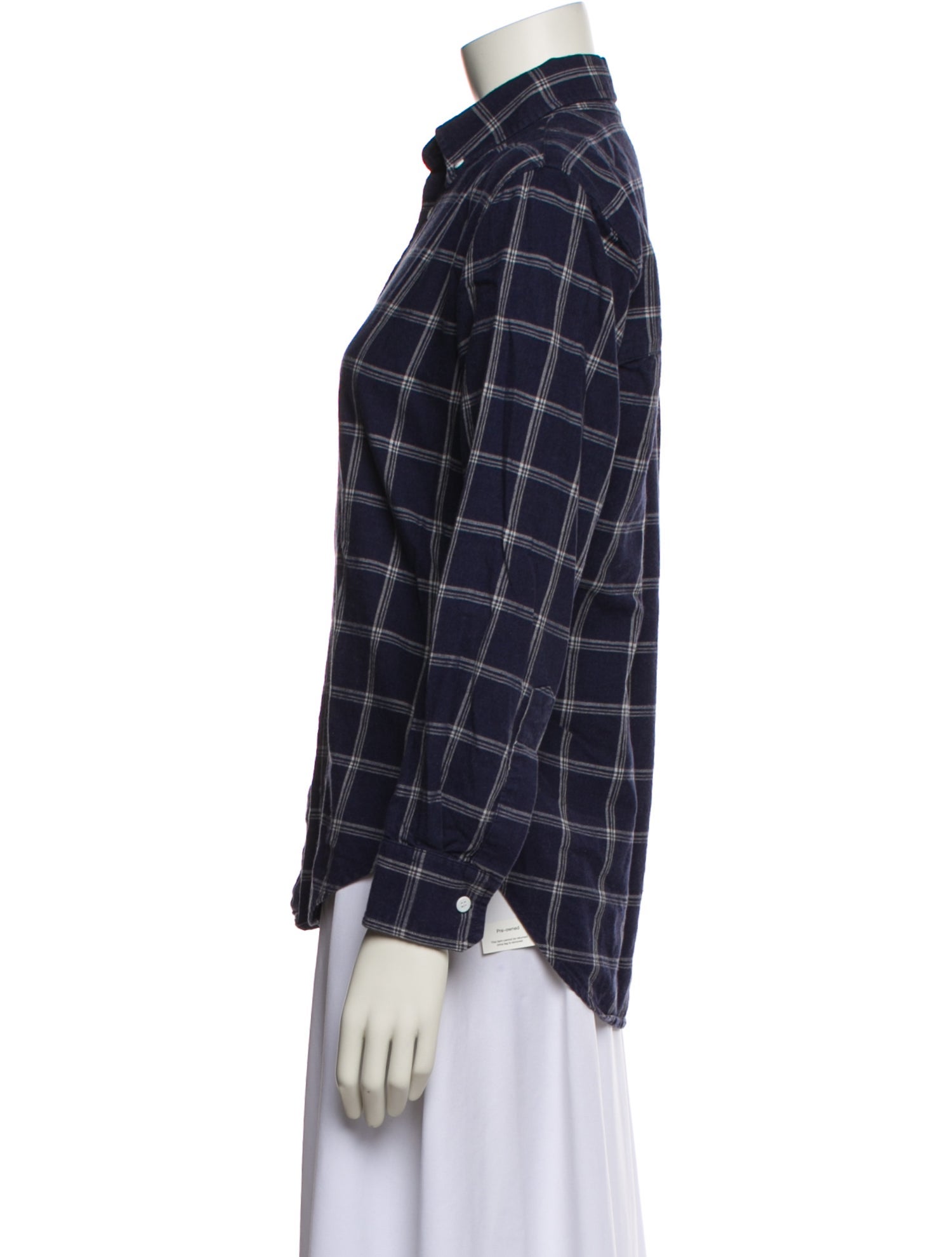 Band of Outsiders Plaid Print Long Sleeve Button-Up Top