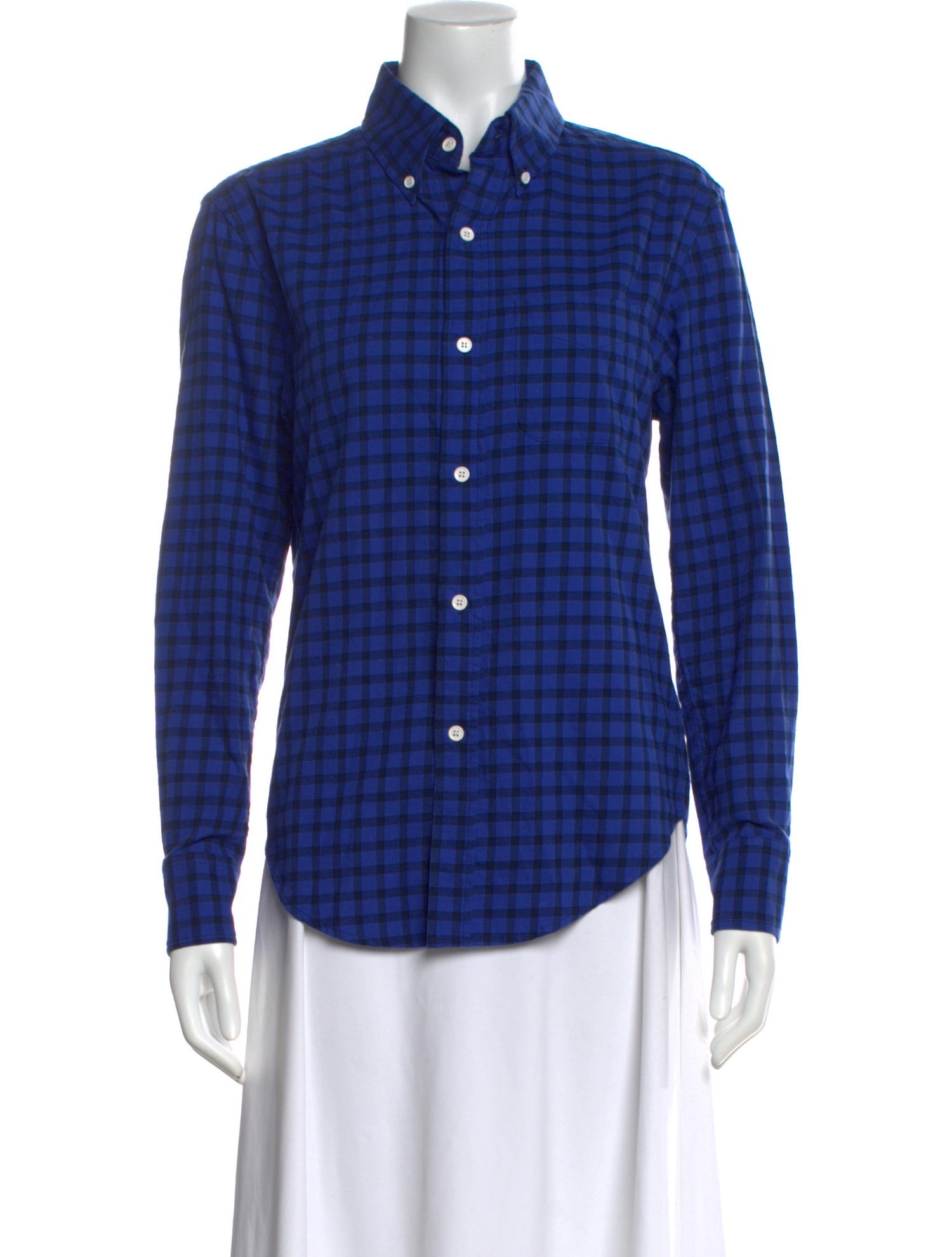 Band of Outsiders Plaid Print Long Sleeve Button-Up Top