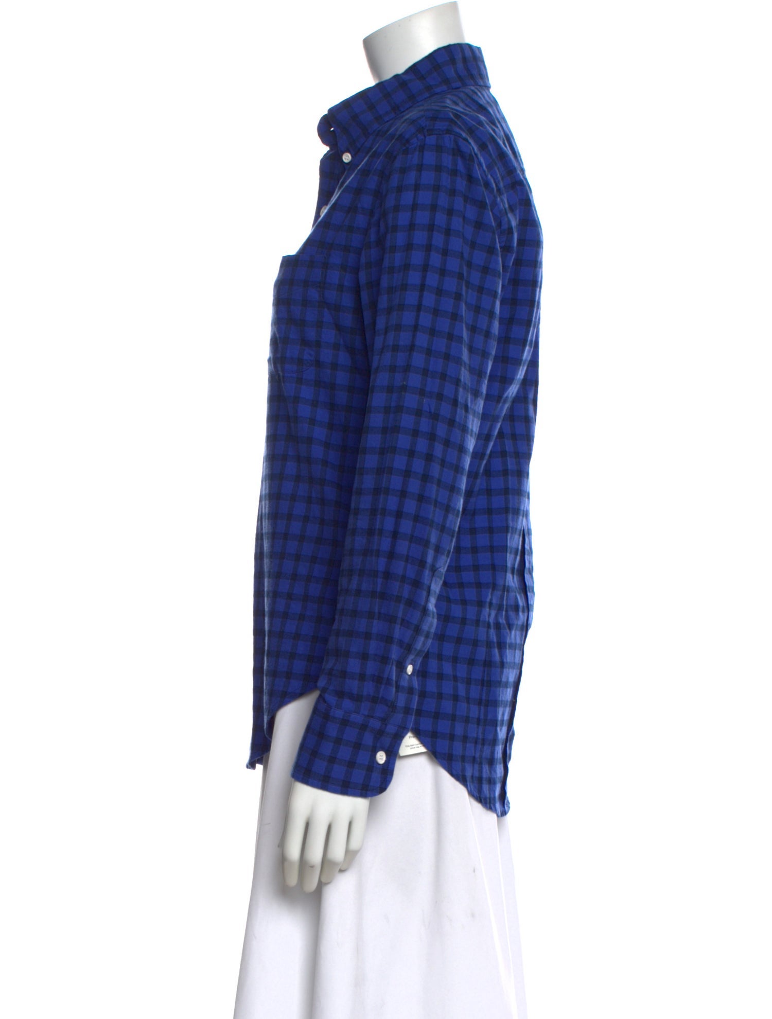 Band of Outsiders Plaid Print Long Sleeve Button-Up Top