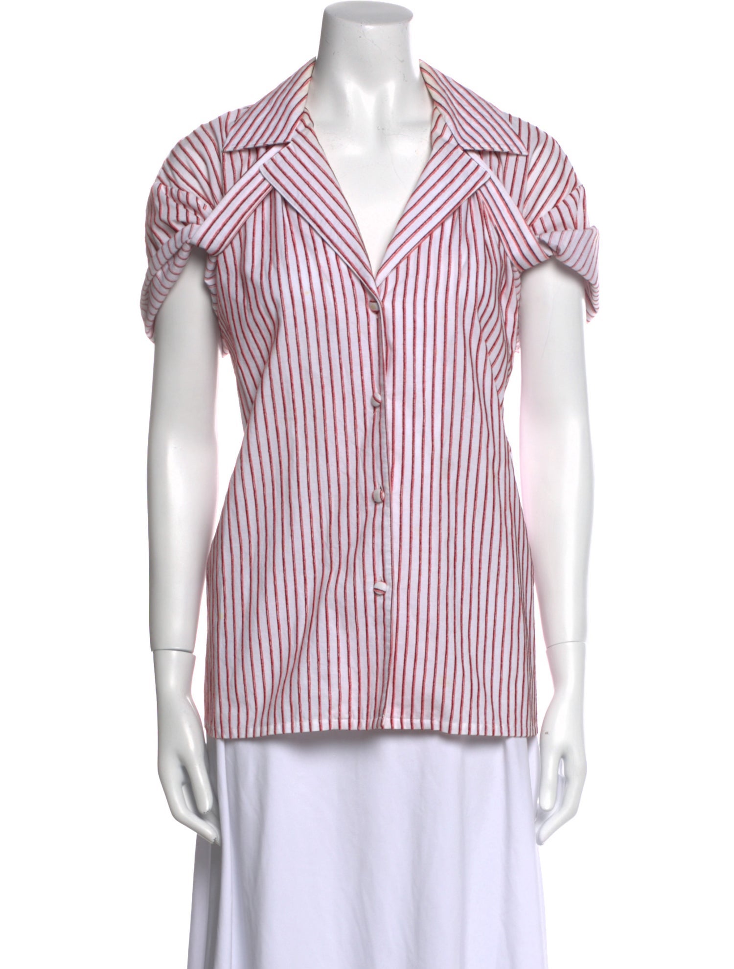 By Any Other Name Striped V-Neck Button-Up Top