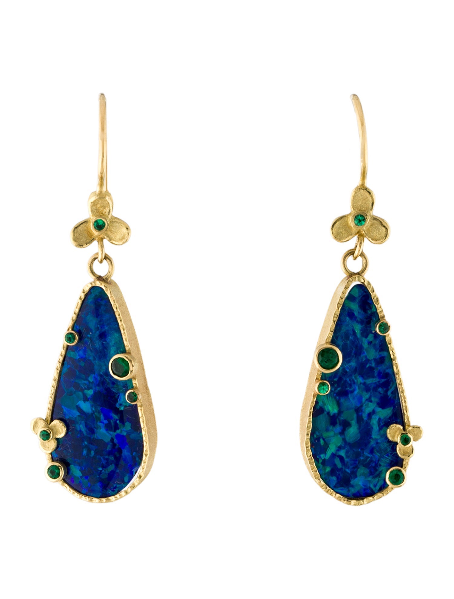 Barbara Heinrich Studio 18K Opal & Emerald Floral Drop Earrings
