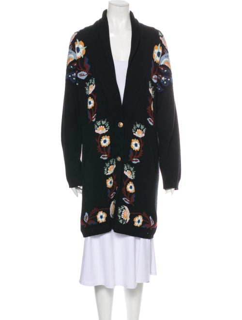 Barrie Cashmere Floral Print Sweater Black