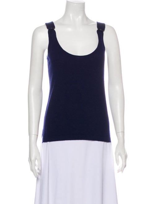 Barrie Cashmere Scoop Neck Top Blue
