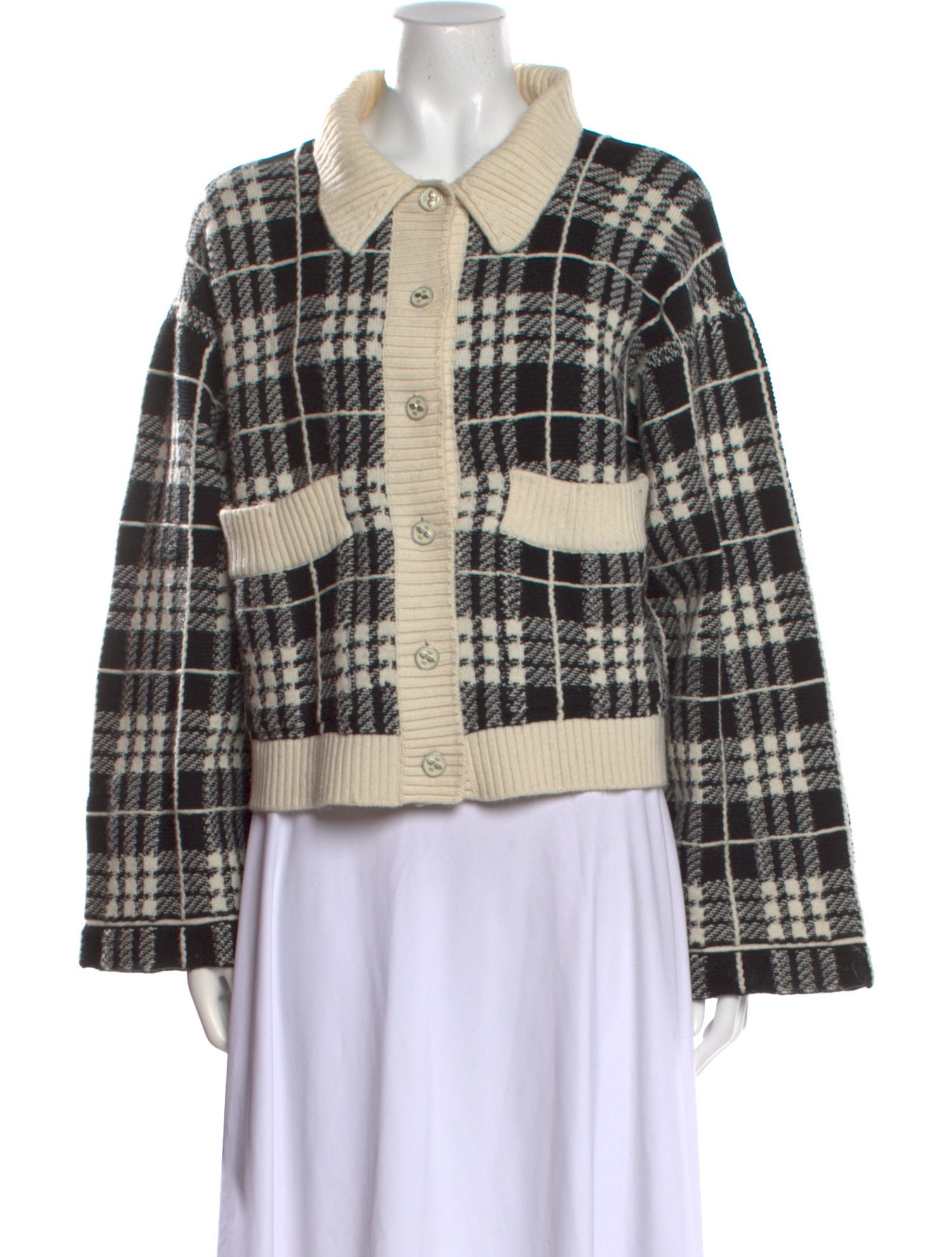 Barrie Cashmere Plaid Print Sweater