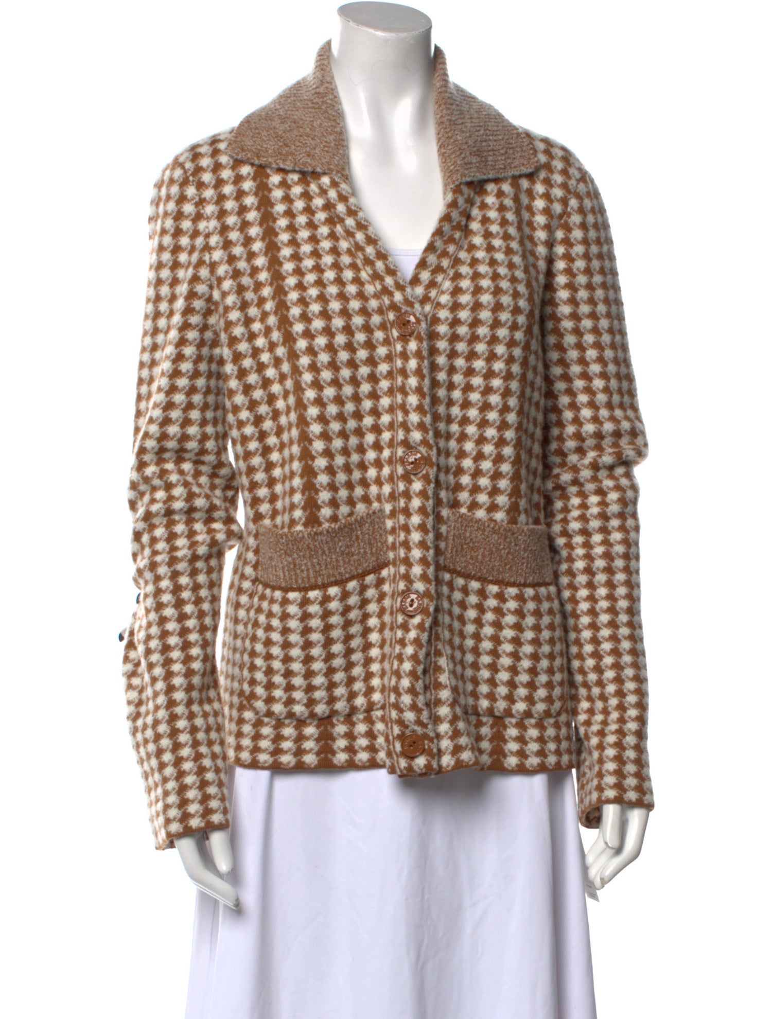 Barrie Cashmere Houndstooth Print Sweater