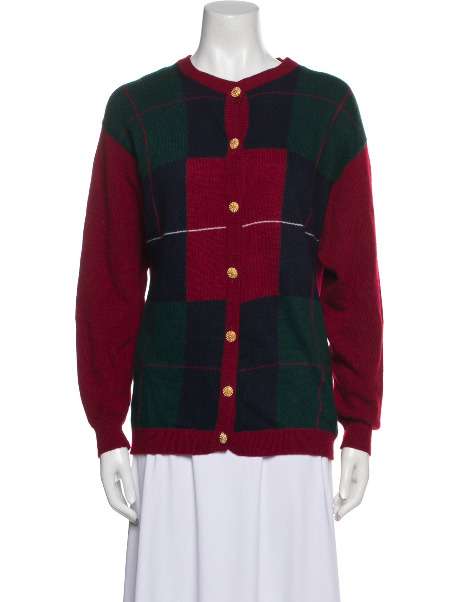 Barrie Cashmere Plaid Print Sweater