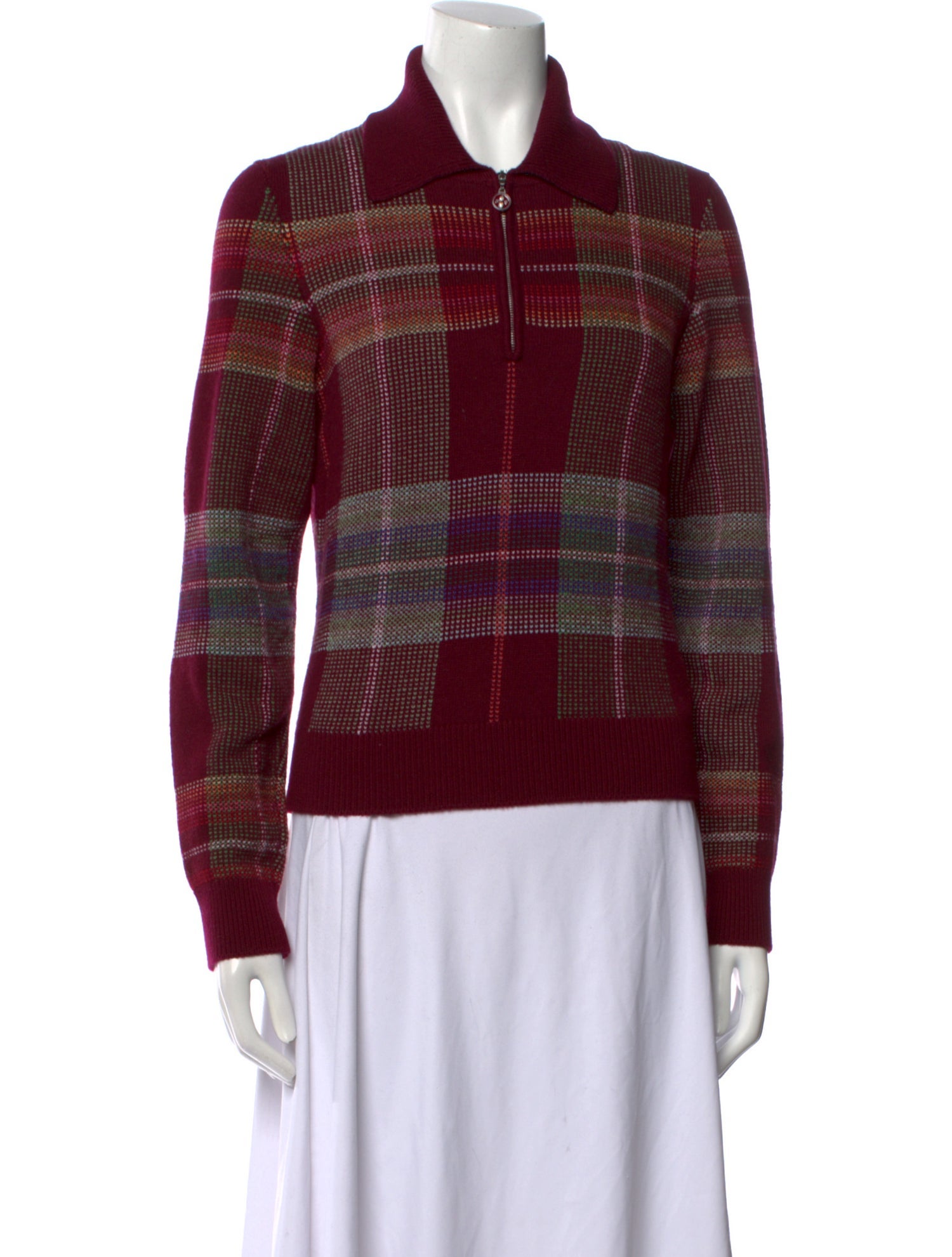 Barrie Lambswool Plaid Print Sweater