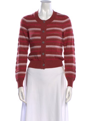 Pre-owned Barrie Cashmere Striped Sweater In Red