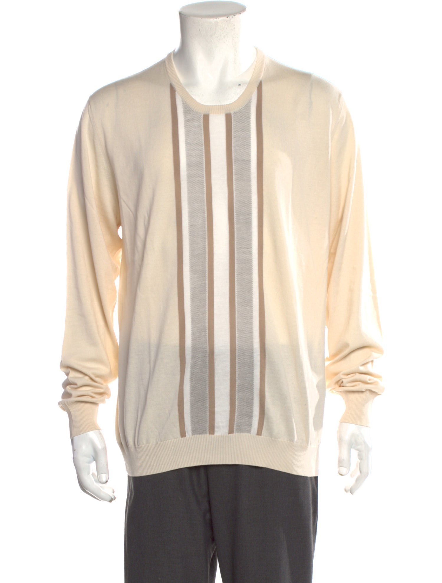 Battaglia Striped Crew Neck Cardigan w/ Tags
