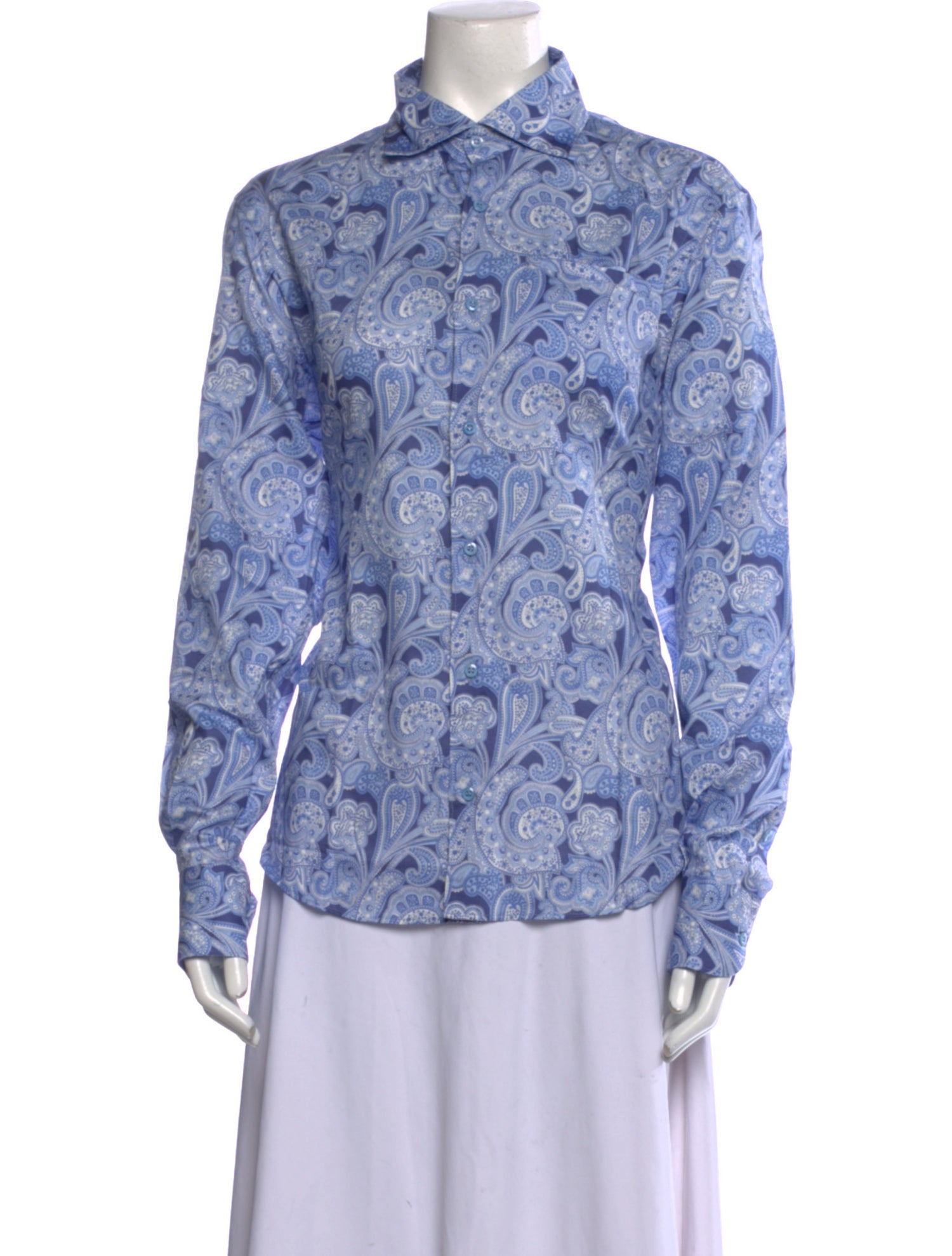 Battaglia Paisley Print Long Sleeve Button-Up Top