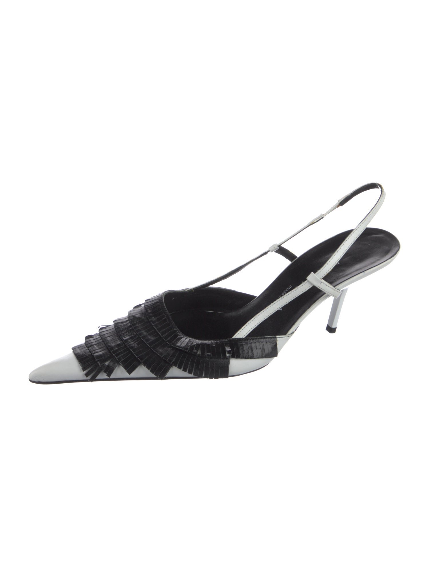 Battaglia Leather Colorblock Pattern Slingback Pumps